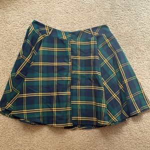 Plaid Circle Skirt with Belt Loops